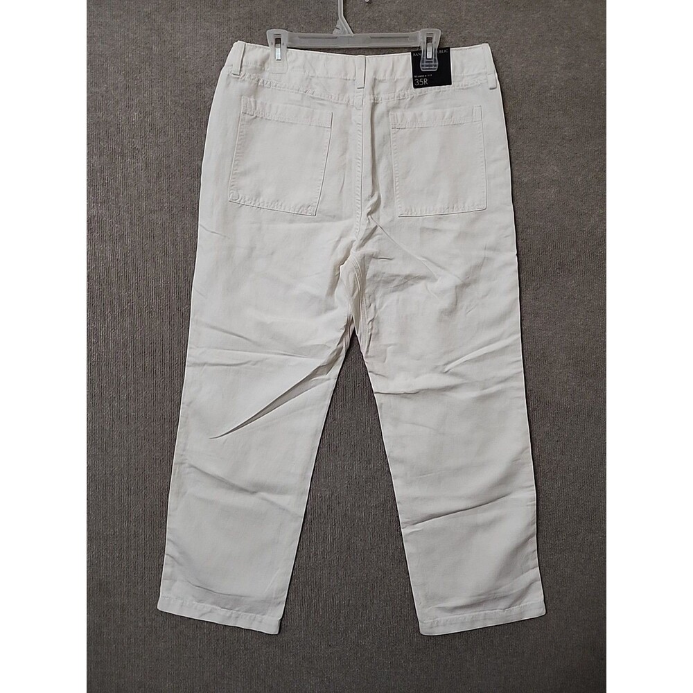 Banana Republic Dockside Pants Mens 35 Cream Linen Blend Beach Vacation NEW - Picture 6 of 11